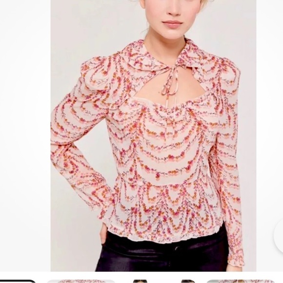 Divine Heritage x Urban Outfitters Collared Peplum XS Pink Puff Shoulder - Picture 2 of 8